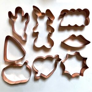 8 Vintage Large Copper Cookie Cutters - Braman, Crate & Barrel, Bradshaw